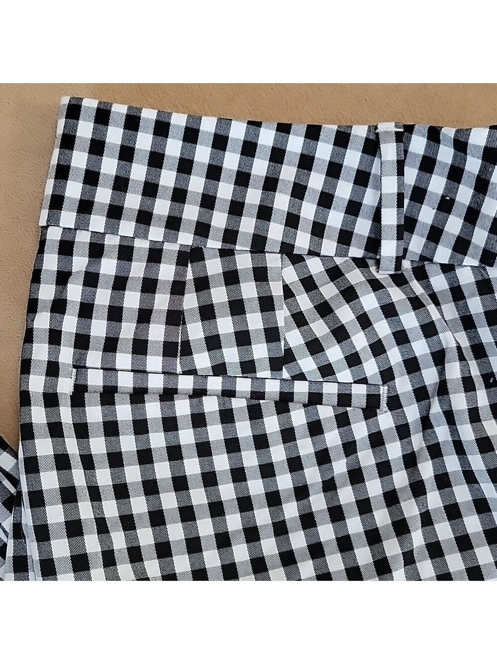 Ann Taylor Factory Black/White Vichy Gingham Checked Ankle Pants Size 8 EUC - Picture 2 of 13